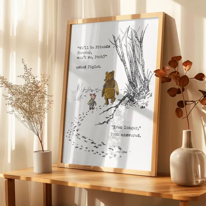 affiche winnie et porcinet dans une ambiance lumineuse 