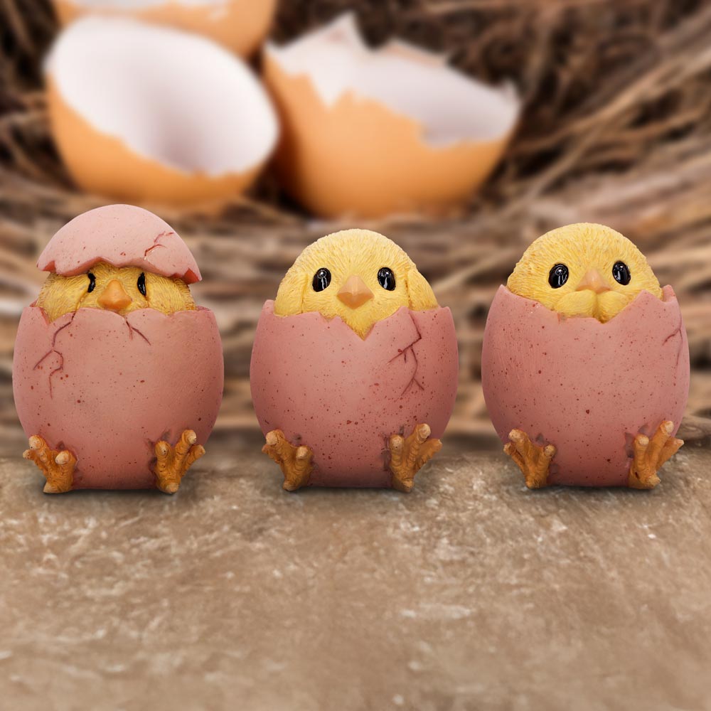 Les 3 Poussins Sages – Figurines « Ne rien voir, ne rien entendre, ne rien dire »
