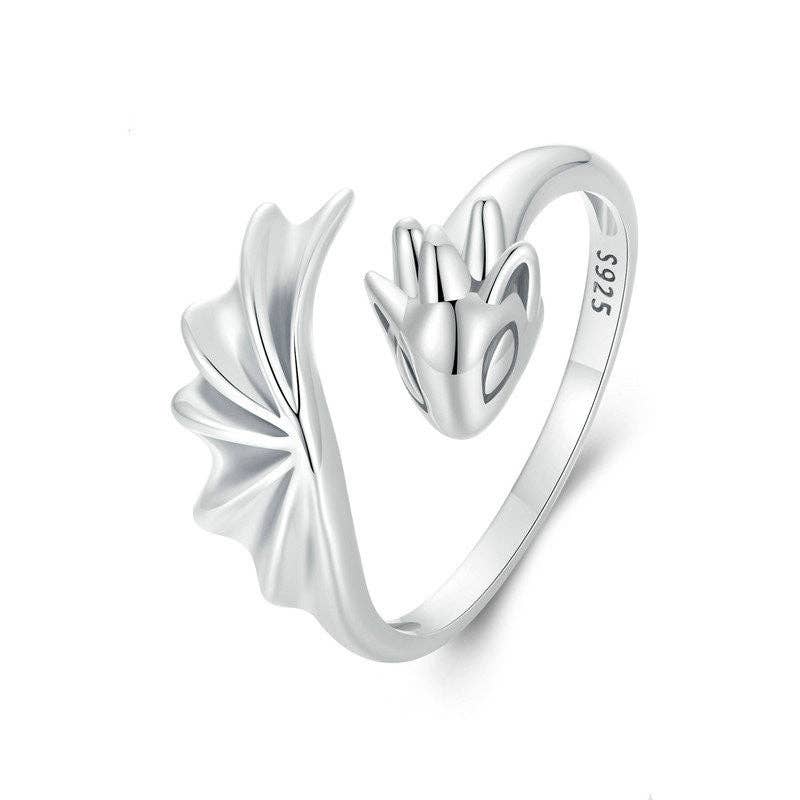 Bague dragon ajustable en argent 925 – Bijou féerique et symbolique