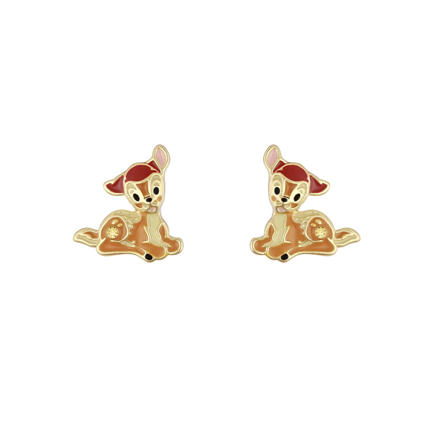 Boucles d'oreilles Bambi en plaqué or emaillé Disney