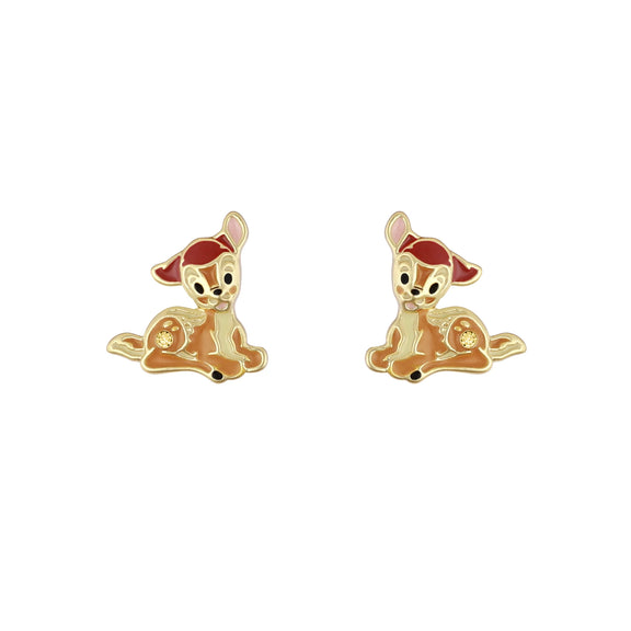 Boucles d'oreilles Bambi en plaqué or emaillé Disney