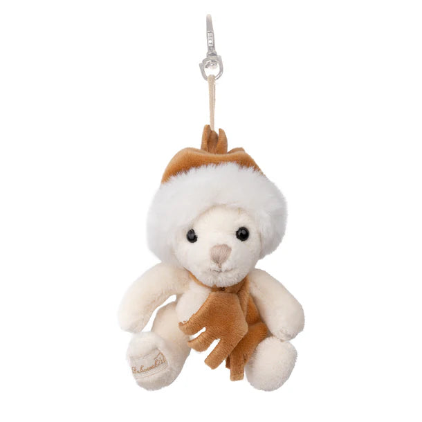 BUKOWSKI- Peluche ourson porte clefs blanc avec bonnet