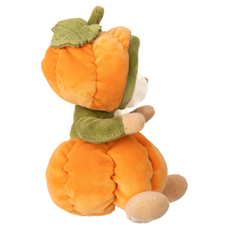 Peluche Bukowski Ourson Ziggy déguisé en citrouille, vue de coté