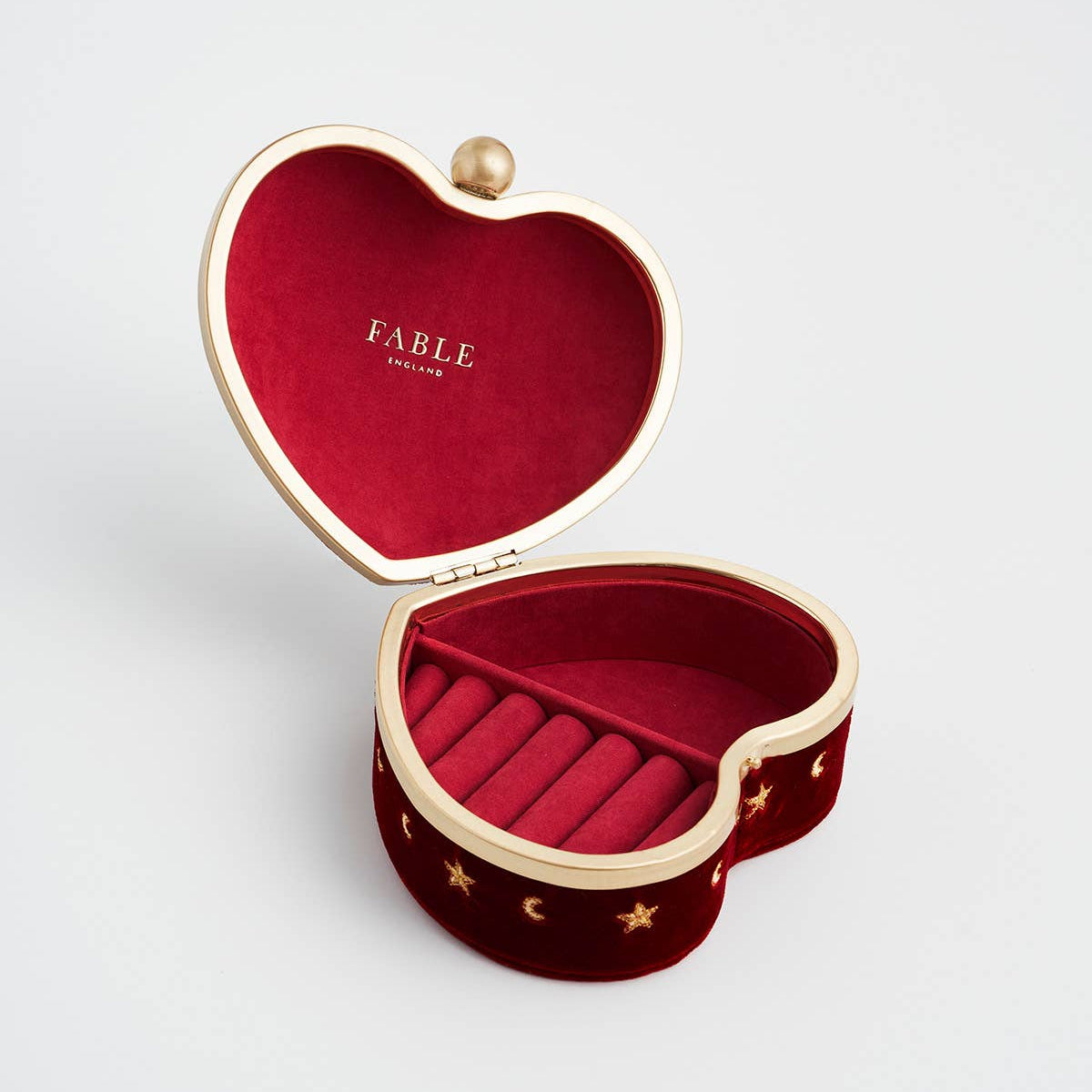 Boîte à Bijoux Cœur Velours Rouge Love Scatter – Fable England
