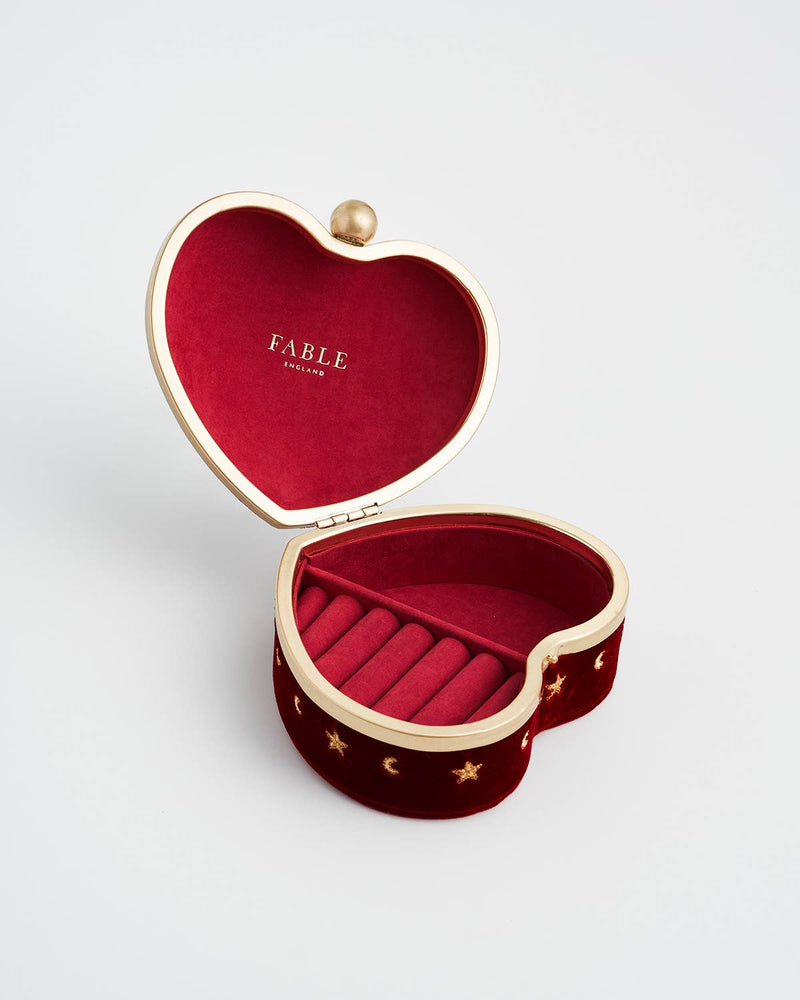 Boîte à Bijoux Cœur Velours Rouge Love Scatter – Fable England