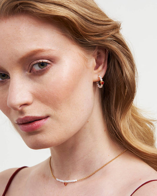 Boucles d’Oreilles Créoles Coeur et perles – Fable England