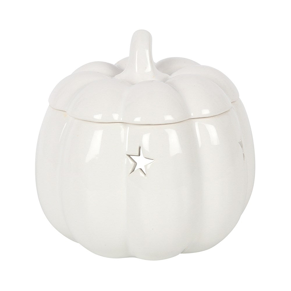 Brûle-parfum citrouille blanche en céramique