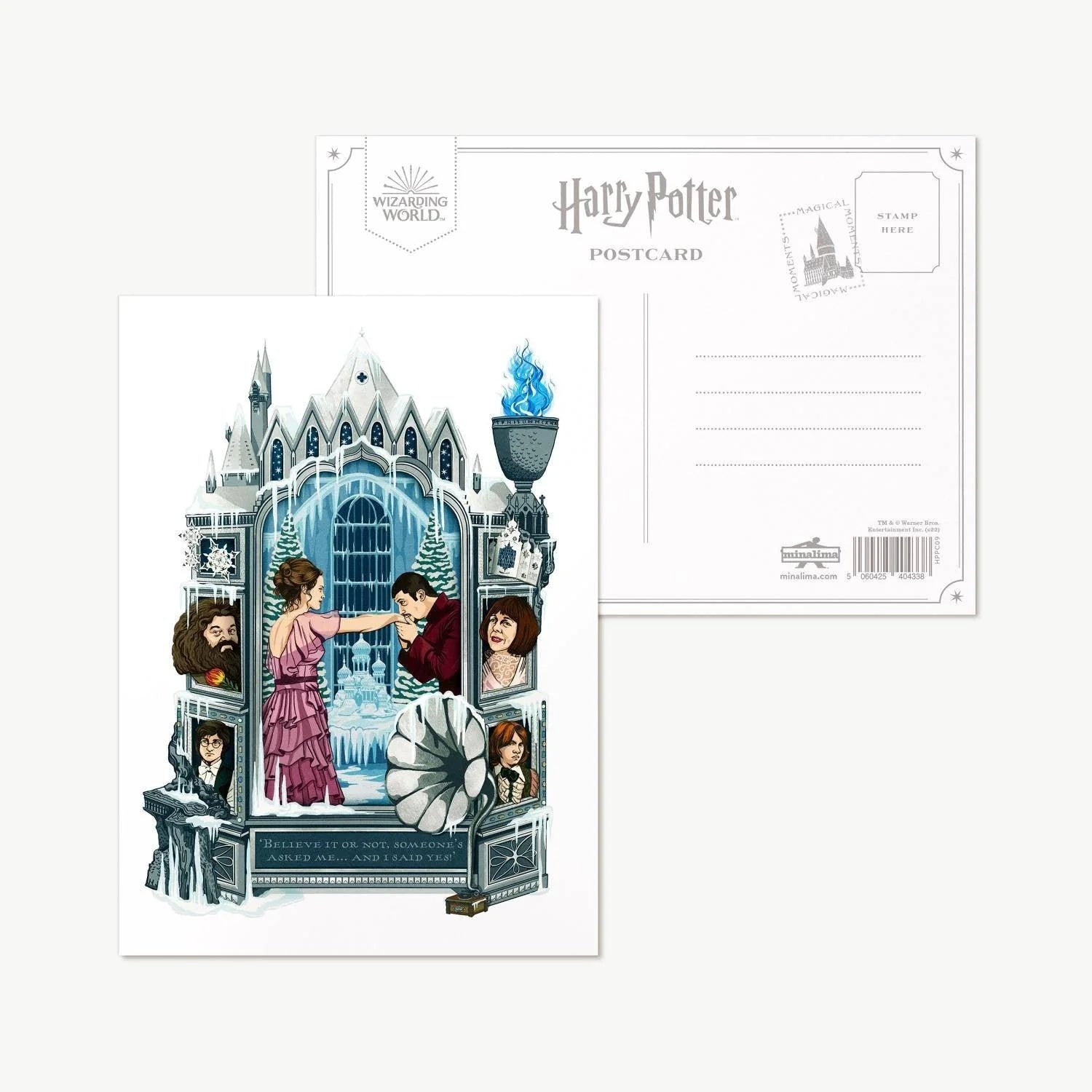 Carte postale minalima du yule bal avec hermione, vue avant et arrière