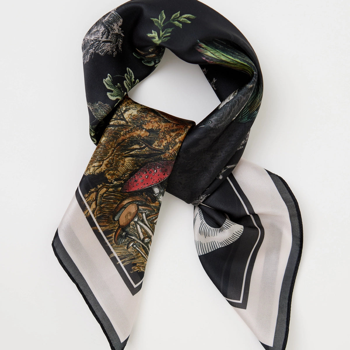 Foulard Fable England – Forêt nocturne avec renard et cerf