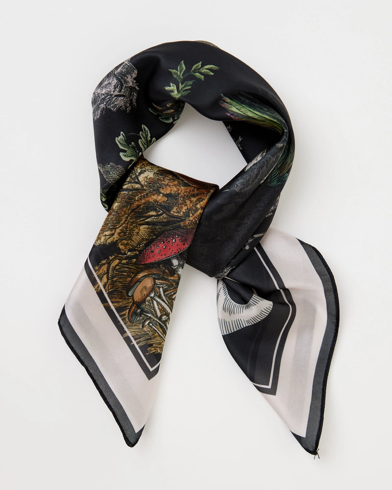Foulard Fable England – Forêt nocturne avec renard et cerf
