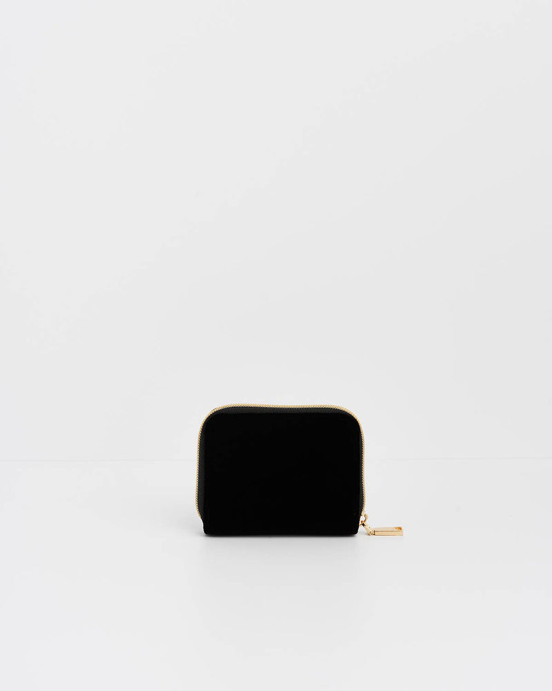 Portefeuille Brodé Céleste Velours Noir – Fable England