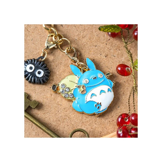 Porte-clés Totoro bleu et Noiraudes – Studio Ghibli – Métal émaillé