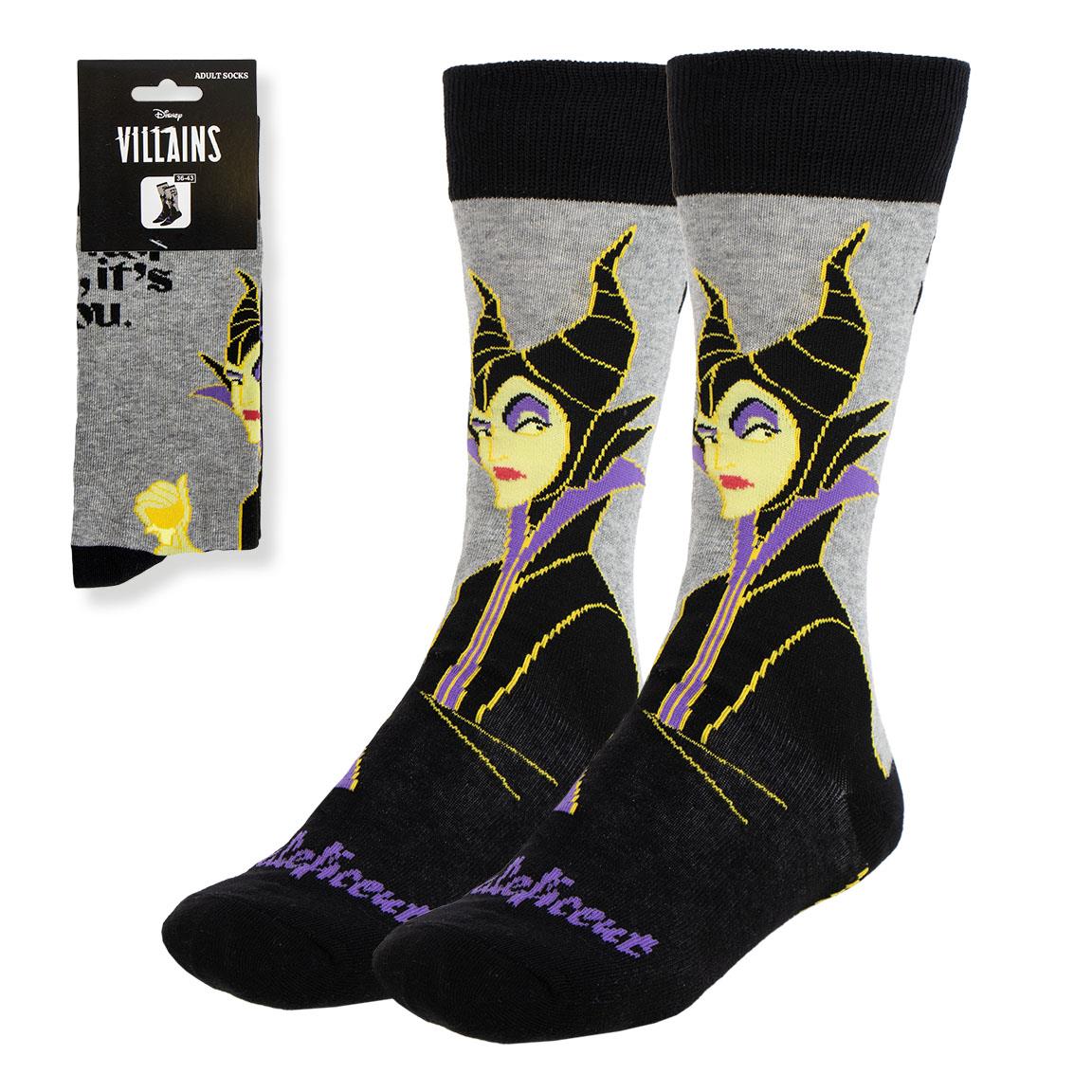 Chaussettes Disney Villains Maléfique – Noires et Grises – Taille 36-43