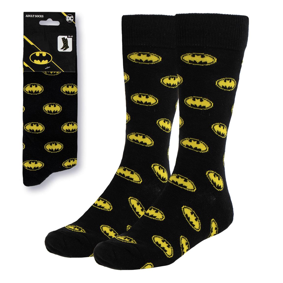 Chaussettes Batman – Logo jaune sur fond noir – Taille 38-45 – Licence officielle DC Comics