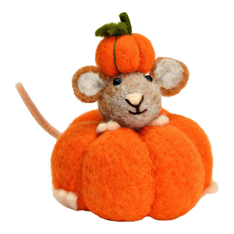 Décoration en feutre – Souris citrouille