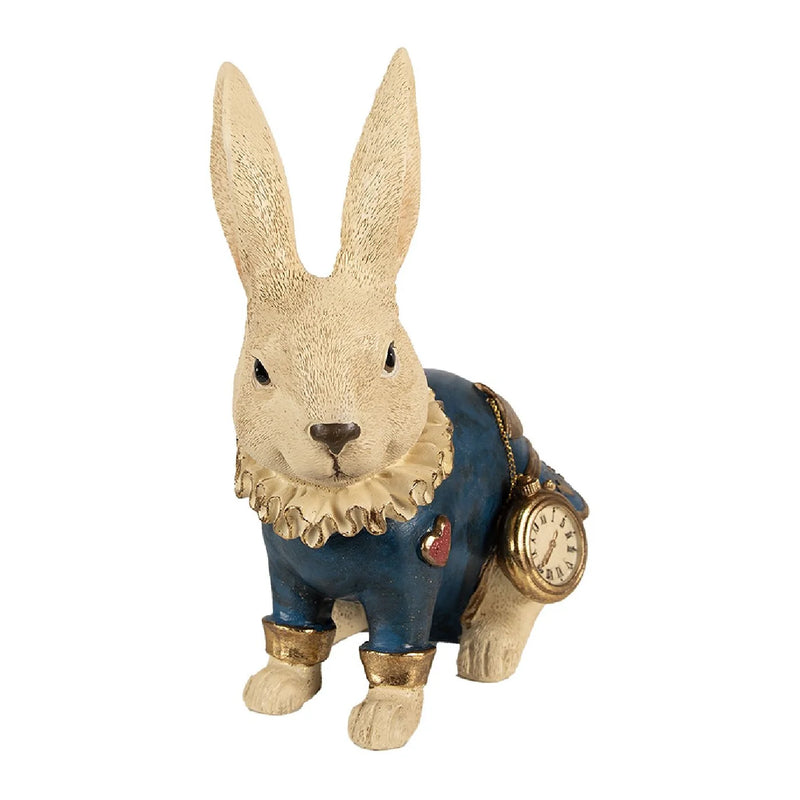 Grande figurine Lapin Beige et Bleu – Esprit Alice