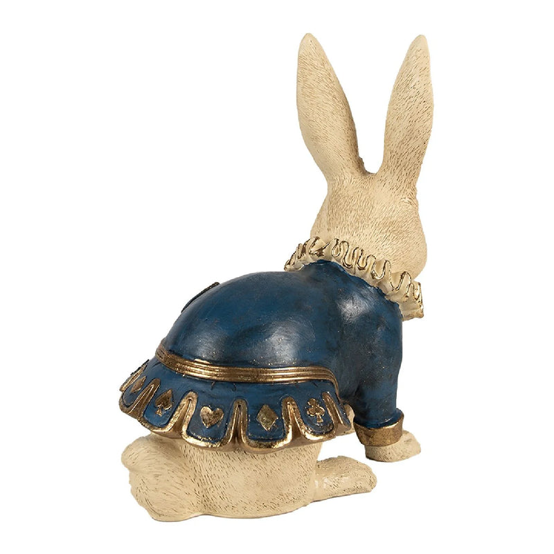Grande figurine Lapin Beige et Bleu – Esprit Alice