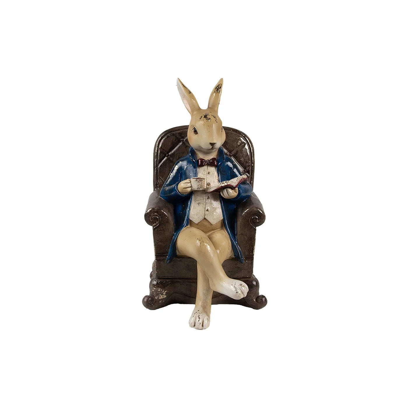Figurine Lapin Lecteur sur Fauteuil – Style Maison de Campagne