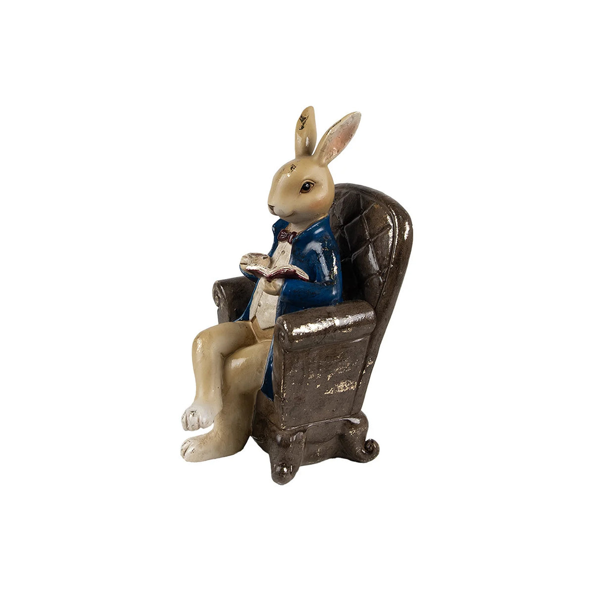 Figurine Lapin Lecteur sur Fauteuil – Style Maison de Campagne