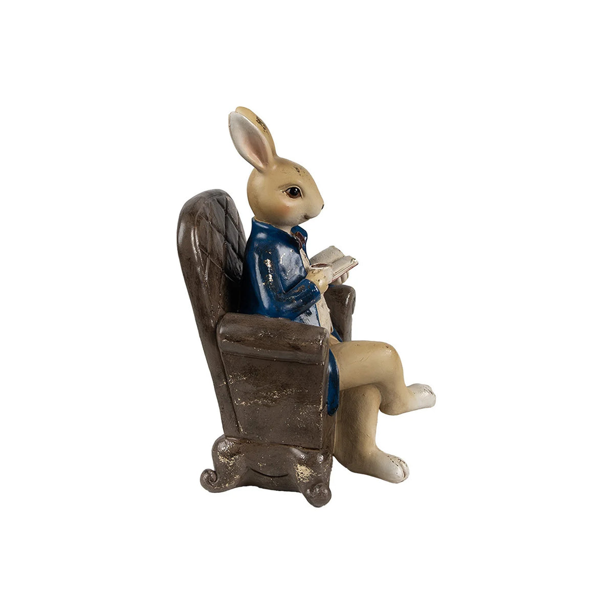 Figurine Lapin Lecteur sur Fauteuil – Style Maison de Campagne