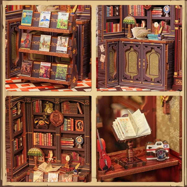 Book Nook Librairie du Hibou – Serre livre à assembler avec LED
