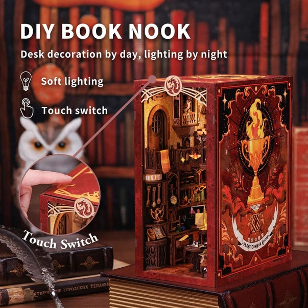 Book Nook Salle commune des flammes – Serre-livre à assembler avec LED