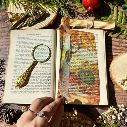 Marque-page vitrail – Maison sous l’arbre en automne - Collection Sonnet & Fable