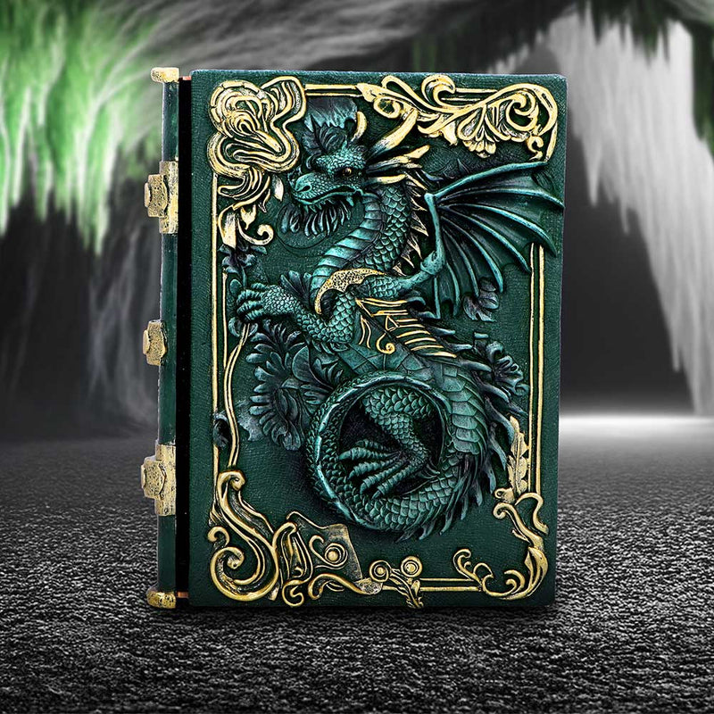 Carnet Grimoire Dragon Vert en Relief