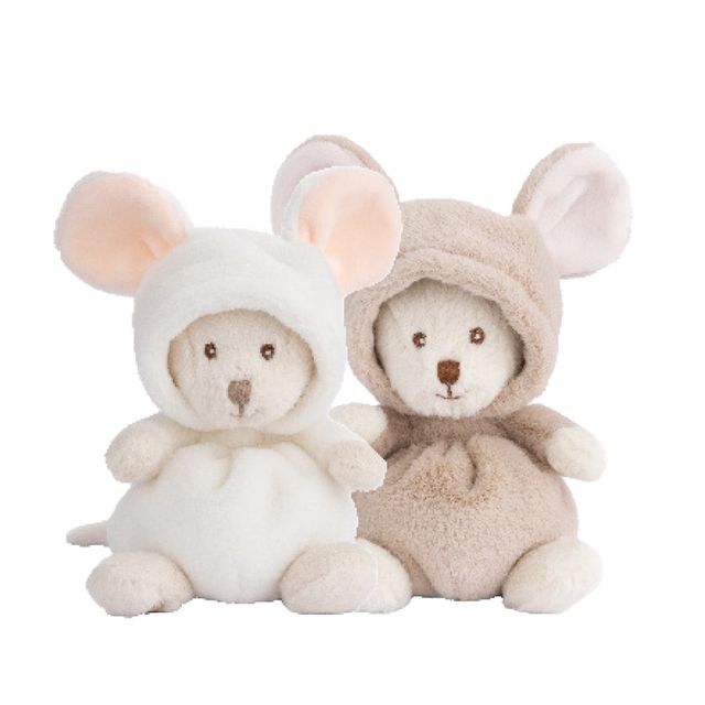 Peluche Bukowski – Ziggy Mouse – Ourson déguisé en souris blanche ou grise