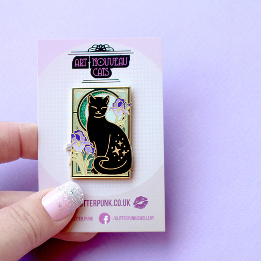 Pin’s Chat Noir & Iris – Collection Art Nouveau