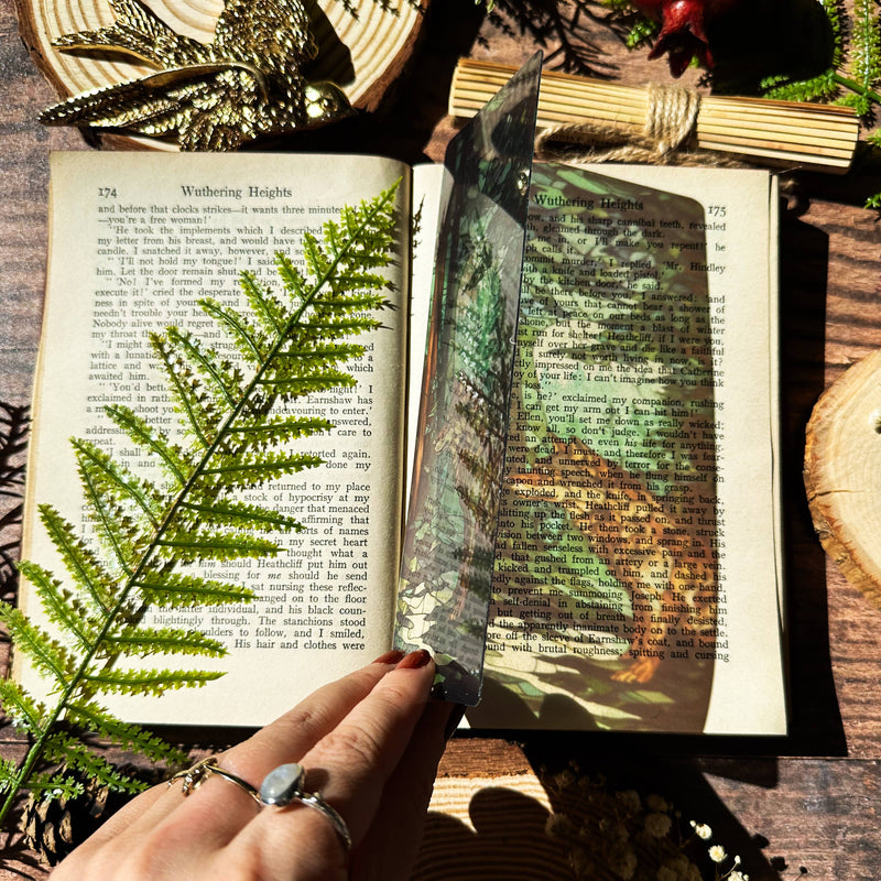 Marque-page vitrail – Loup de la Forêt - Collection Sonnet & Fable