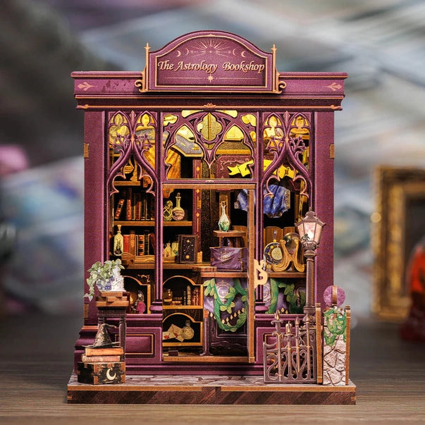 Book Nook Librairie d’Astrologie – Serre-livre miniature à assembler avec LED