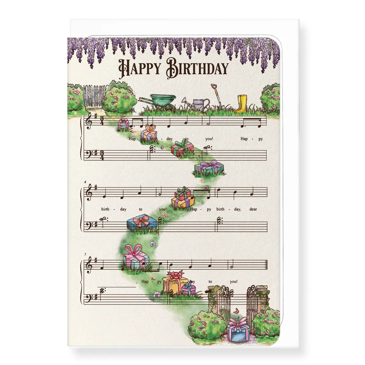 Carte d’anniversaire illustrée - Partition Happy Birthday