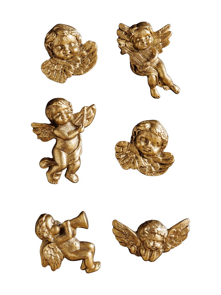 Set de 6 Aimants Anges Dorés – Magnets Chérubins Vintage