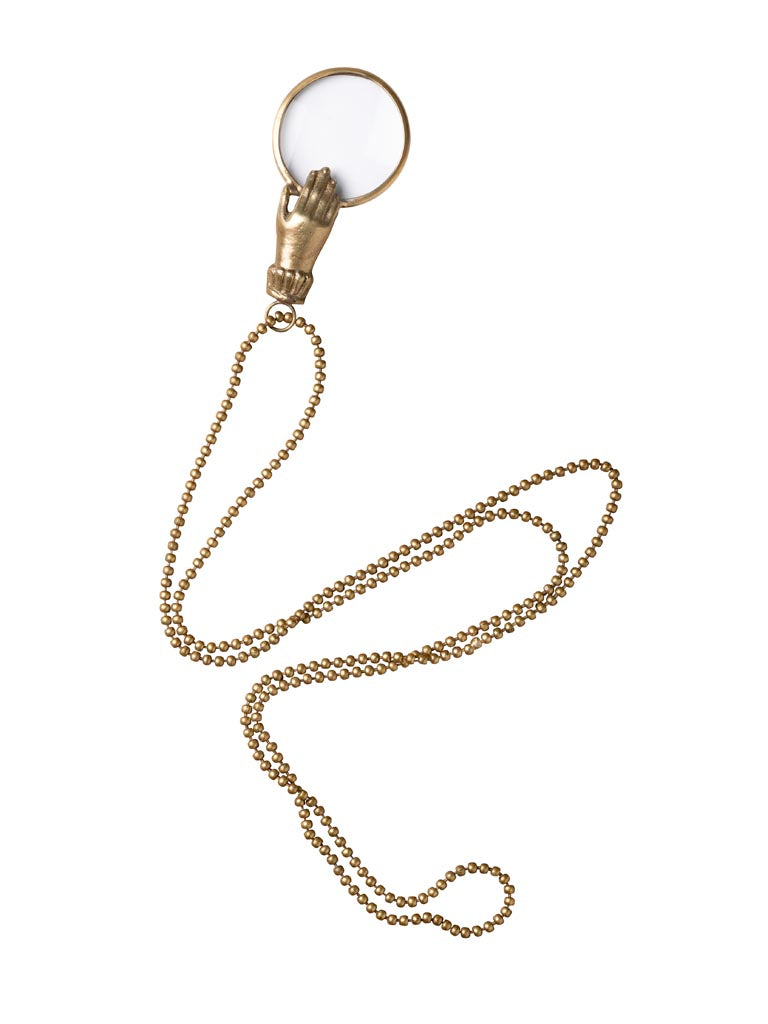 Loupe bijou avec main sculptée – Style Cabinet de Curiosités