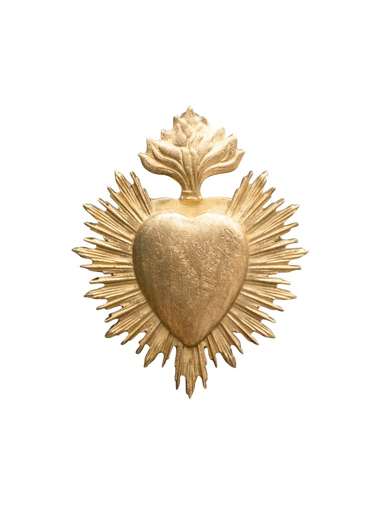 Ex-voto cœur doré mini – Décoration murale symbolique