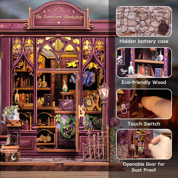 Book Nook Librairie d’Astrologie – Serre-livre miniature à assembler avec LED