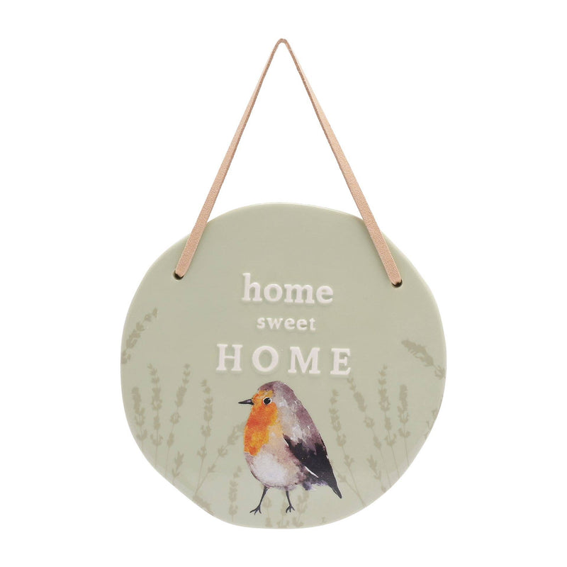 Plaque décorative murale “Home Sweet Home” oiseau – Céramique extérieure