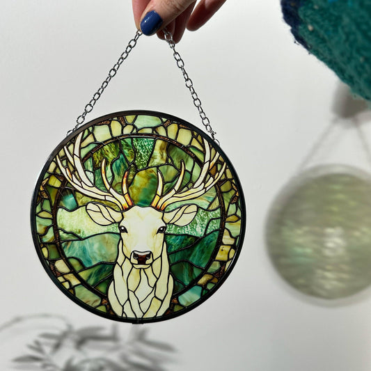 Attrape soleil « Cerf des Bois » – Effet vitrail en verre