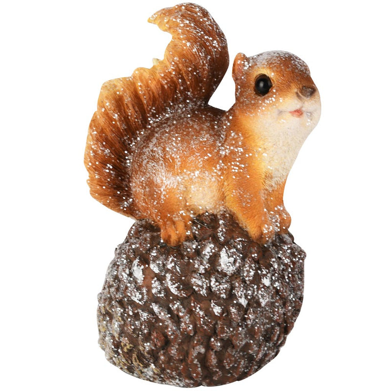 Figurine Écureuil sur Pomme de Pin Pailletée