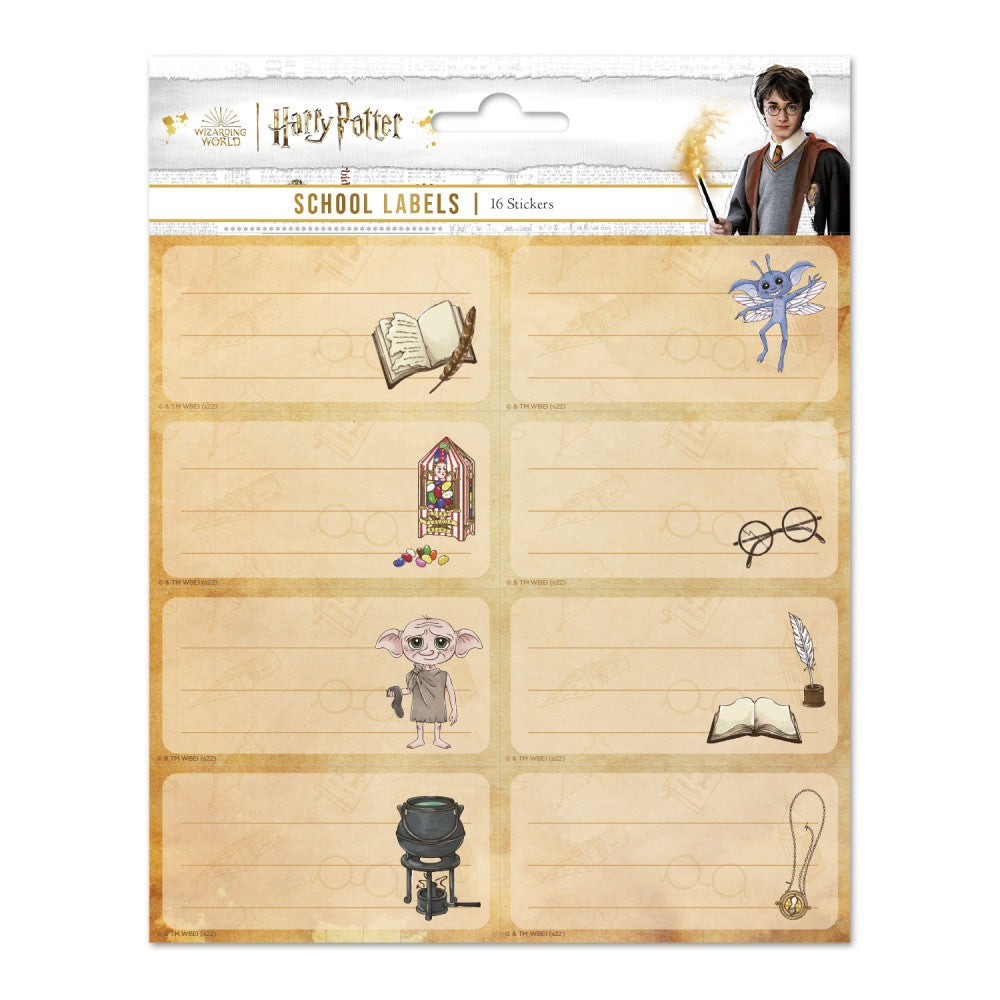 Étiquettes autocollantes Harry Potter – Lot de 16 étiquettes scolaires
