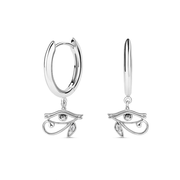 Boucles d’Oreilles Œil d’Horus en Argent 925 – Créoles Égypte Antique