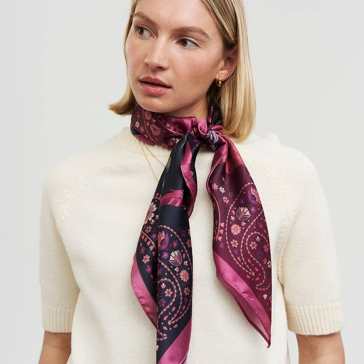 Foulard carré Phénix bordeaux – Fable England - 90 × 90 cm