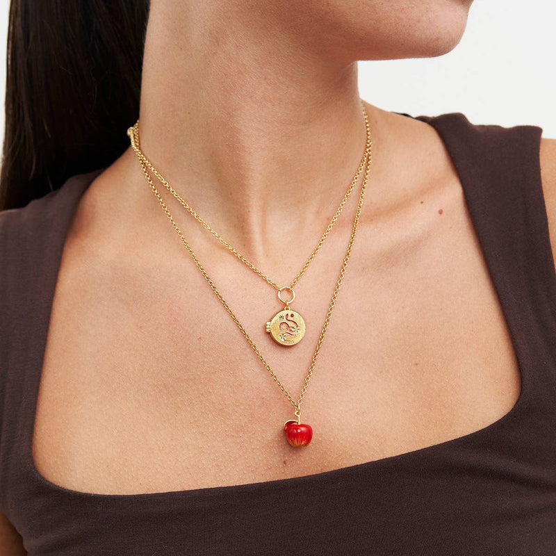 Collier médaillon Fleur et serpent doré – Plaqué or 22 carats - Fable England