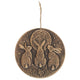Plaque murale en terre cuite – Trois lapins et pleine lune – Effet bronze vieilli