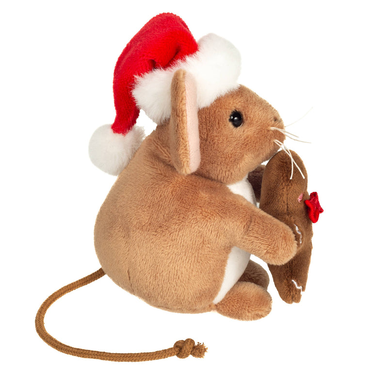 Peluche Teddy Hermann – Souris de Noël avec bonhomme en pain d’épice – 11 cm