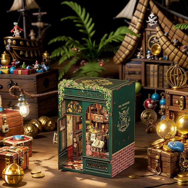 Book Nook Librairie du Hibou – Serre livre à assembler avec LED