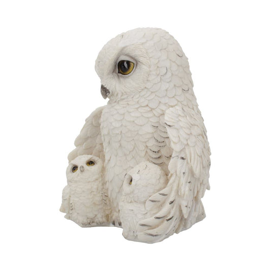 Grande figurine Chouette Harfang des Neiges et ses bébés - Style Hedwige vue de profil