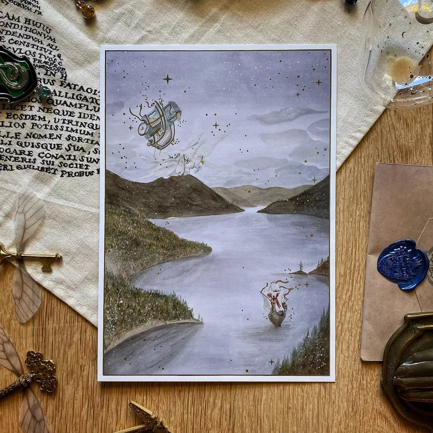 Illustration A5 Carrosse volant & navire enchanté – Univers féerique