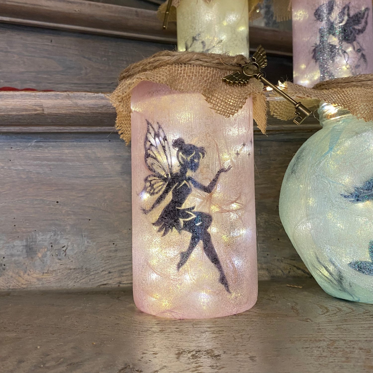 Lanterne artisanale - Fée rose